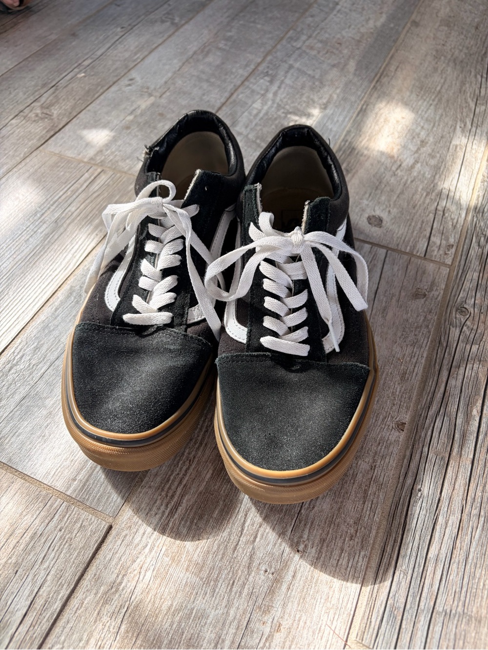 Vans Black and White Low-Top Sneakers with Gum Sole